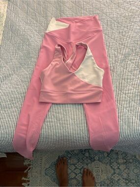 Pink Women's Sports Bra and Legging Set